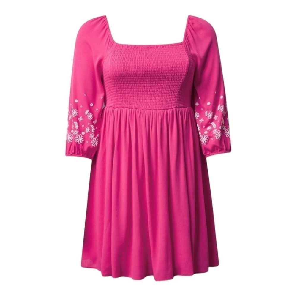 TORRID Mini Crinkle Gauze Blouson Sleeve Dress in Cabaret Size 1